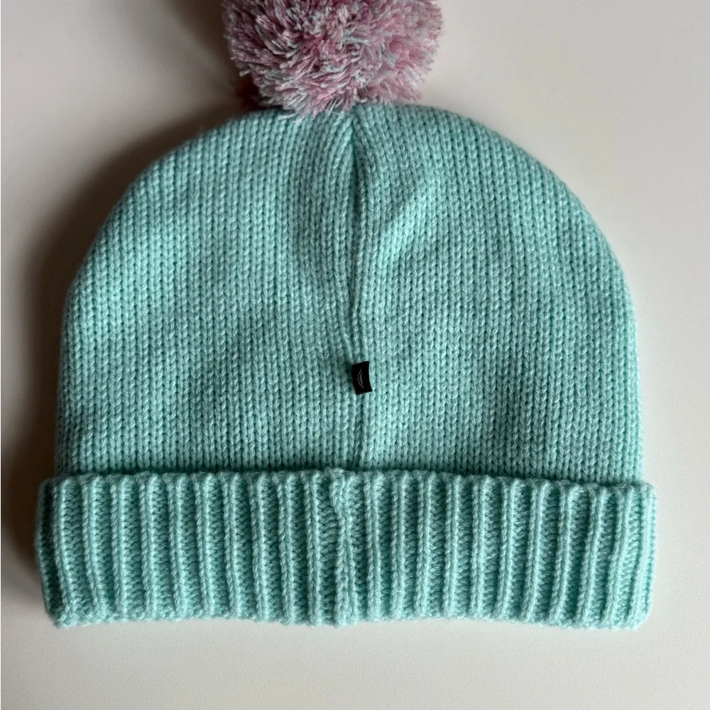 Snozu Beanie Hat Mint Green Size 5 Pom-Pom for Kids Fleece Lining Excellent